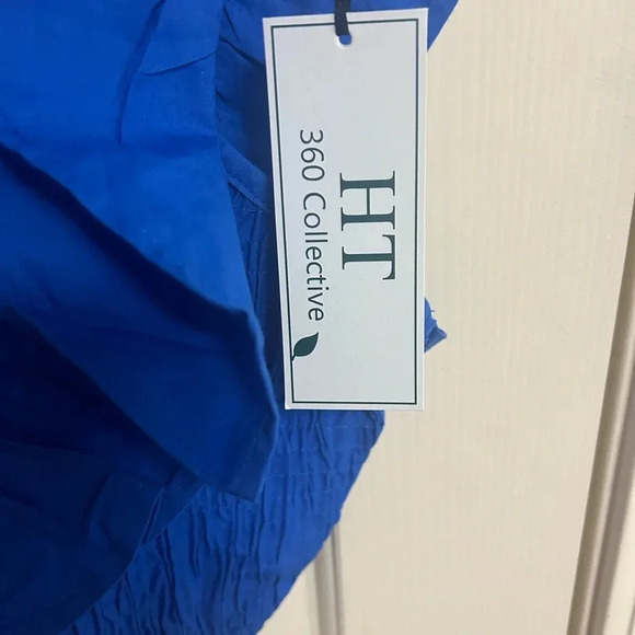 HT360 Collective HandMade Smocked Ruffle Sleeve Tie Back Crop Top Size Large NWT - Picture 4 of 6